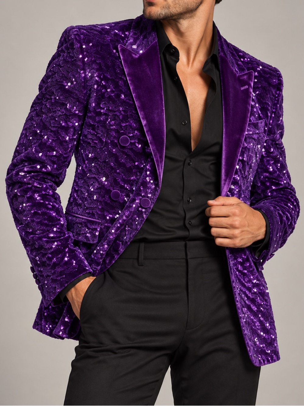 ASOS Rich Purple Sequin Velvet Blazer